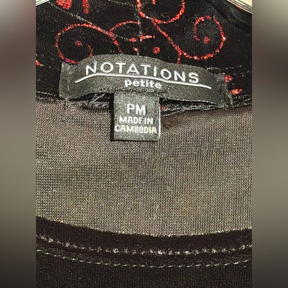 Notations Black and Red Sparkly top Size PM - Picture 2 of 16